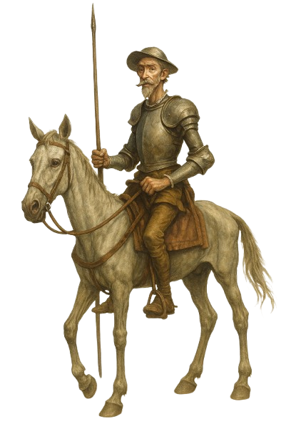 don quijote de la mancha en su caballo